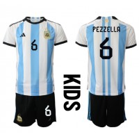 Argentina German Pezzella #6 Replica Home Minikit World Cup 2022 Short Sleeve (+ pants)